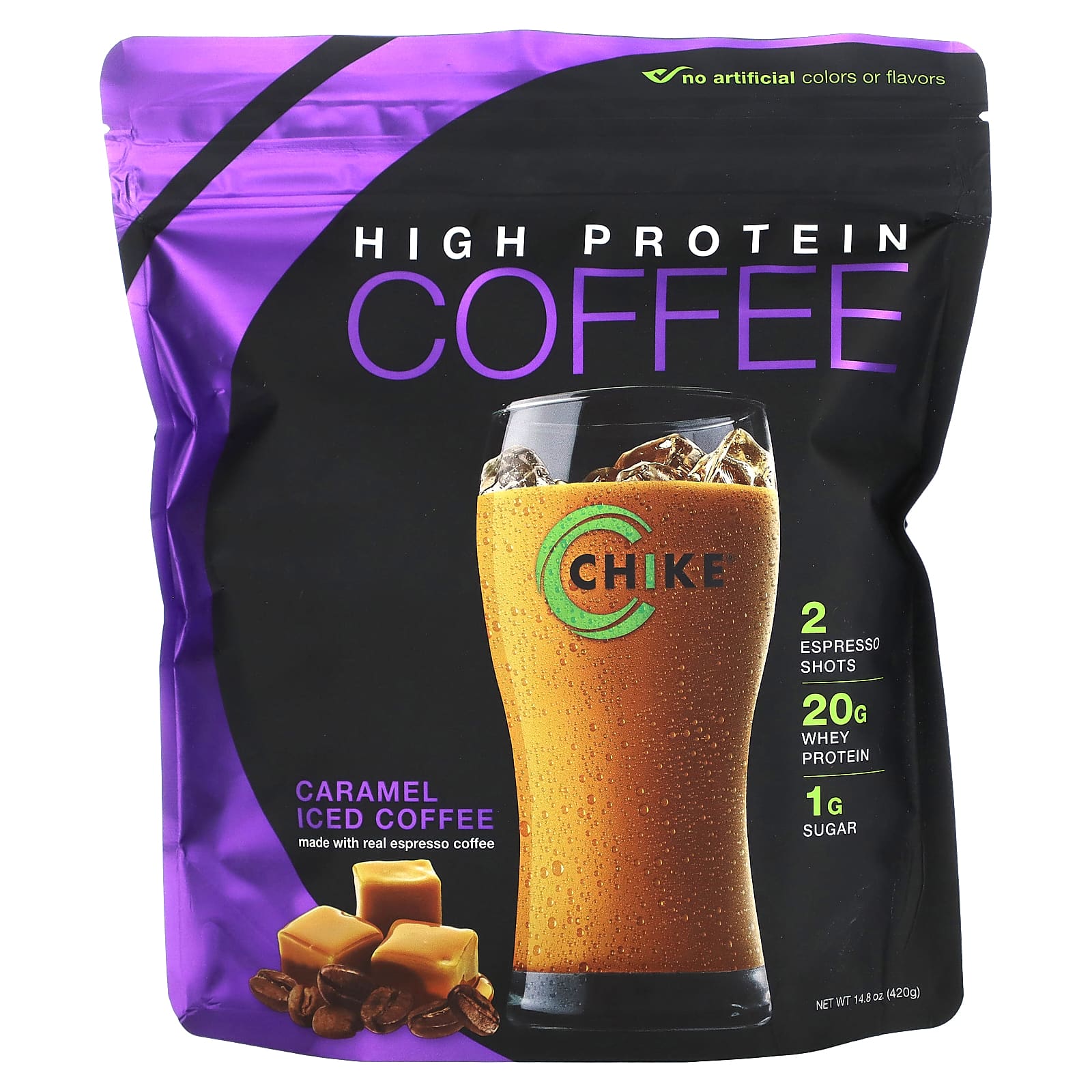 

Chike Nutrition, High Protein Iced Coffee, Caramel, 14.8 oz (420 g)