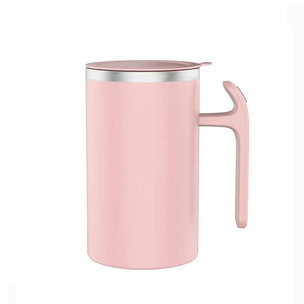 

Электрическая кружка для перемешивания из нержавеющей стали объемом 380 мл, чашка для смешивания кофе, автоматический шейкер для протеина с функцией перемешивания, портативный блендер, чашки. розовый