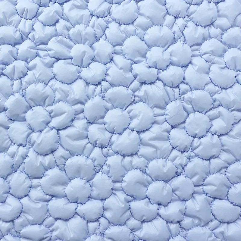 100x115см Рельефная Цветочная Утолщенная Хлопковая Ткань Стеганая Подкладочная Ткань Вышивка Цветочная Ткань DIY Зимнее Пальто Куртка 100x115cm синий