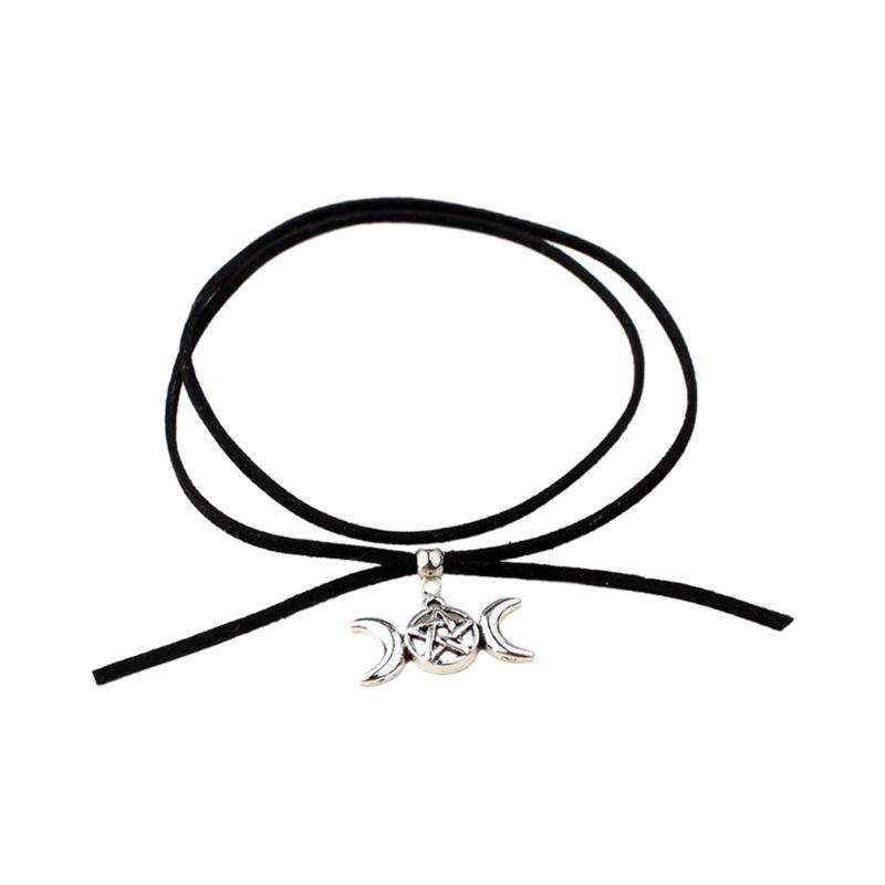 

Gothic Black Long Necklace Velvet-Rope Heart Star Sun-Moon Pendant Choker Clavicle Chain Y2k Jewelry Women Girl Teen