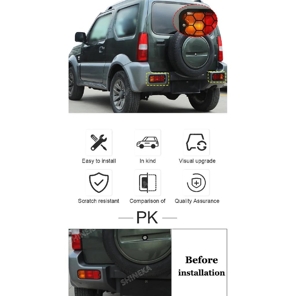 SHINEKA Lamp Hoods For Suzuki Jimny 2007-2017 Car Rear Bumper Fog Lamp Light Trim Cover Rear Fog Light Decoration Accessories