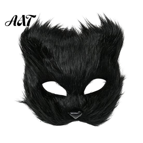 Adjustable Party Mask Long Fur White Fox Half Face Mask, Halloween Masquerade Cosplay Costume Accessories Elegant Fairy for Ancient Style Photoshoot