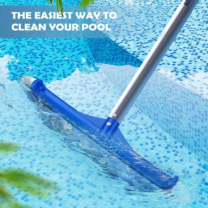 Pool Brush 17inch Pool Brush Head for Cleaning Pool Walls Curved End Pool Scrub Brush Nylon Bristles Pool Brush Head