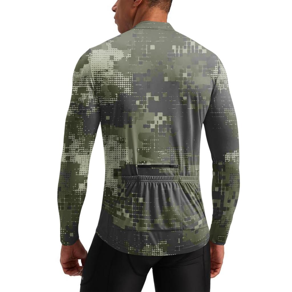 Herren Langarm Fahrradtrikot Atmungsaktiv Schnelltrocknend Halber Reißverschluss Pullover Leichtes Sportoberteil für Outdoor-Sportarten
