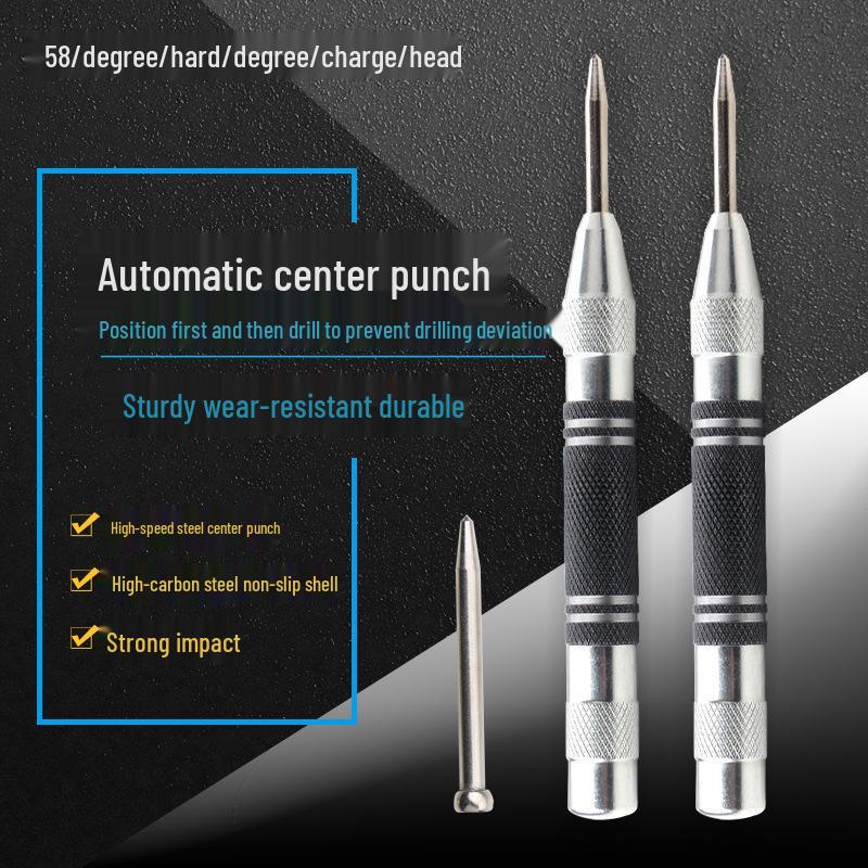 Telescopic Window Breaker & Automatic Spring Center Punch (130mm) 130mm Silver-Black Center Punch (Single)