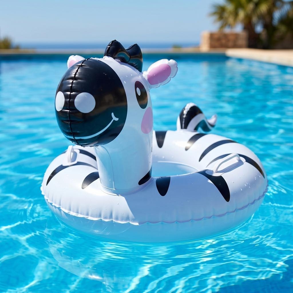 Flotteur de piscine gonflable avec poignées Design animal Anneau de natation pour enfants Jeux d'eau d'été Jouet de plage Matériau PVC durable