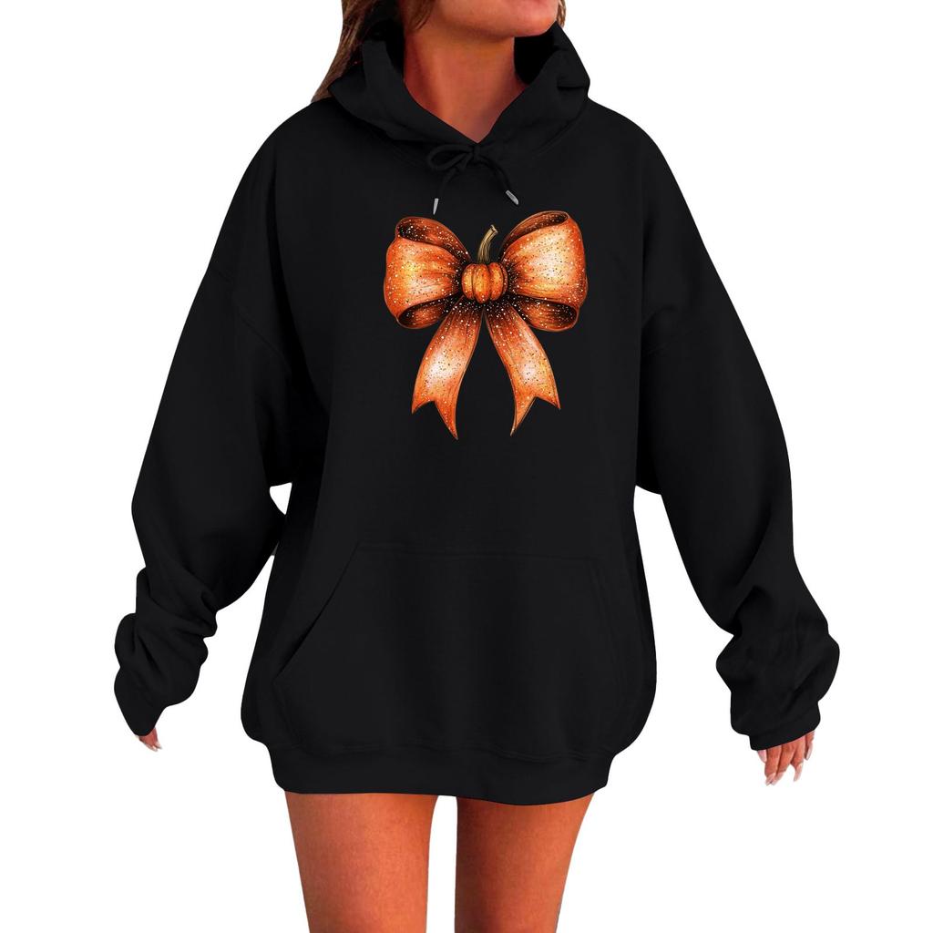 Women's Long-sleeved  Oversized Dropped Shoulder Sleeves Women's Hooded Halloween Print Plush Sweatshirt