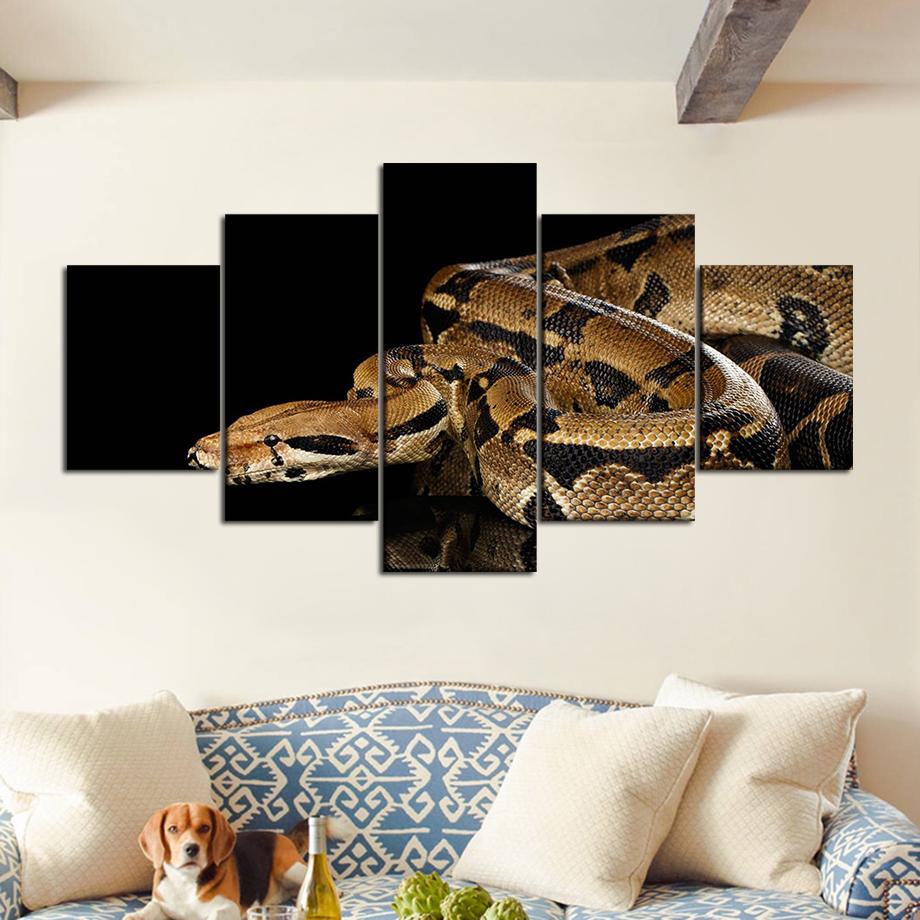 

Black snake 5 panel template painting picture wallpaper used for family living room room decoration 20x35 20x45 20x55cm