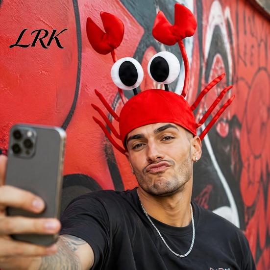 Comfortable Novelty Cap for Garden Activities Funny Unisex Crab Hat, 3D Plush Seafood Creative Photo Prop Short Videos Animal Costume Headwear