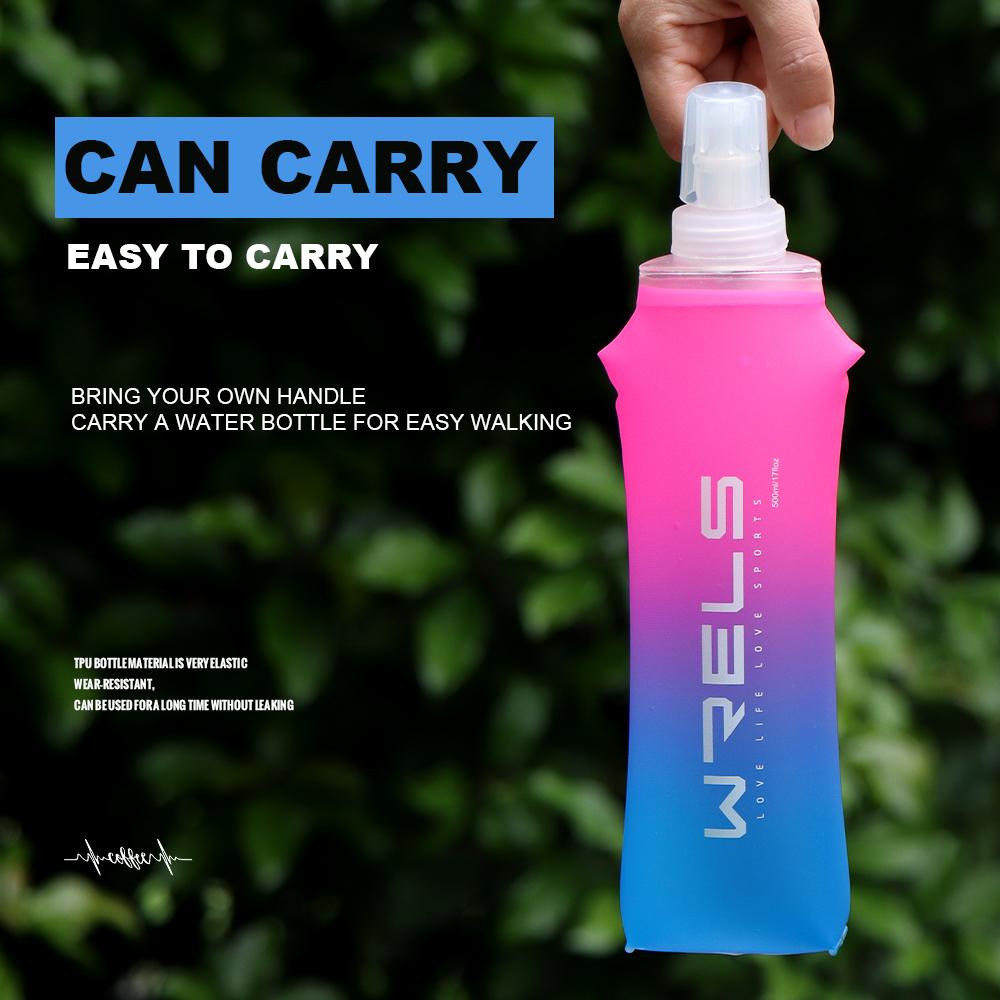 Sport Water Bottle TPU Folding Soft Flask Drink Portable Water Bottle High Flow Running Hiking Bicycle Fitness Water Bag 1