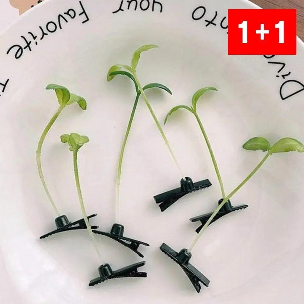 Sprout hairpin, plant hairpin, bean sprout character, bun, funny gift 10-pack