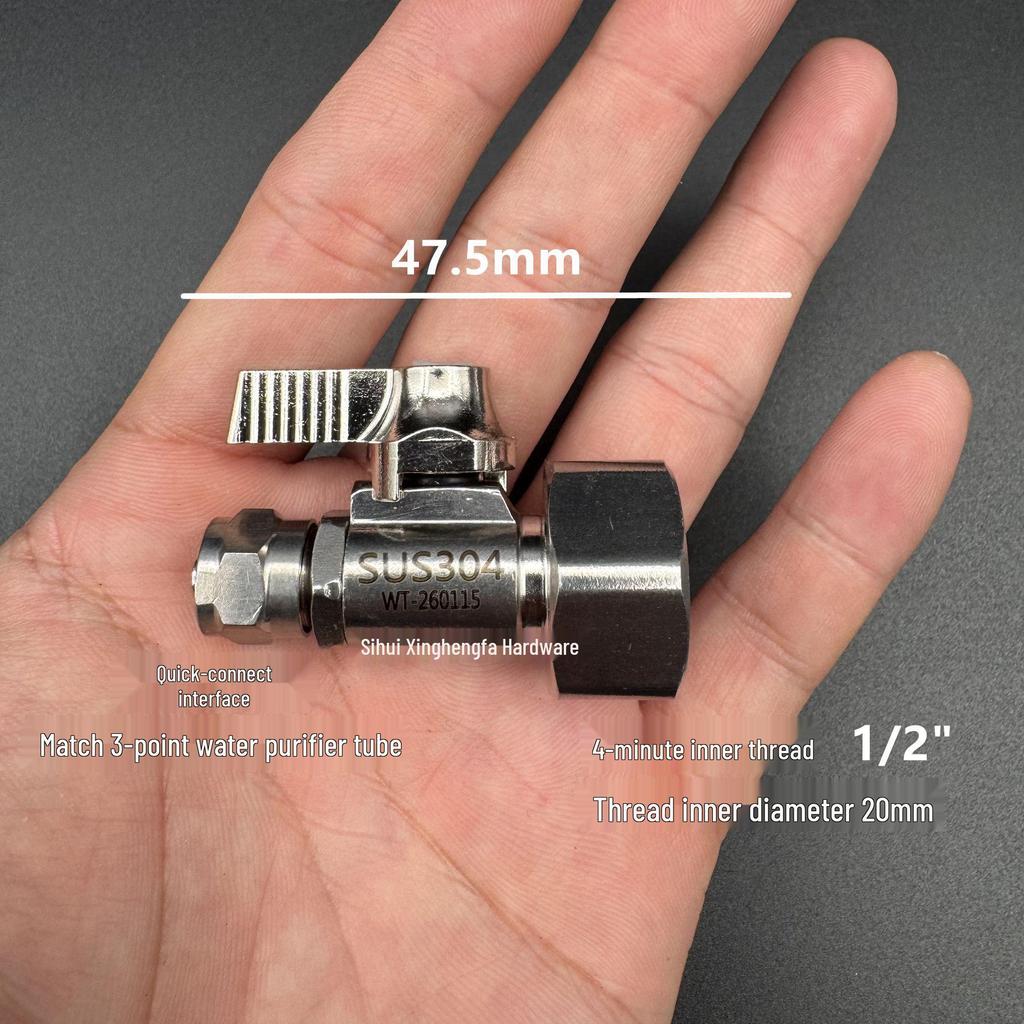 Stainless Steel Water Purifier Valve 304, Straight Through, 2-Point/3-Point, 1/2, 3/8 Inch PE Pipe, Pure Water Inlet Faucet