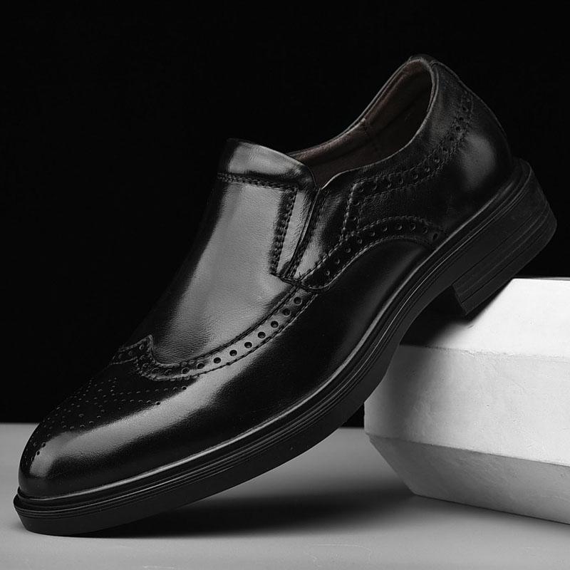 Fashion Men Genuine Cow Leather Brogue Wedding Business Mens Casual Flats Shoes Luxury Brand Oxford Shoes for Men's Shoes Platform Shoes