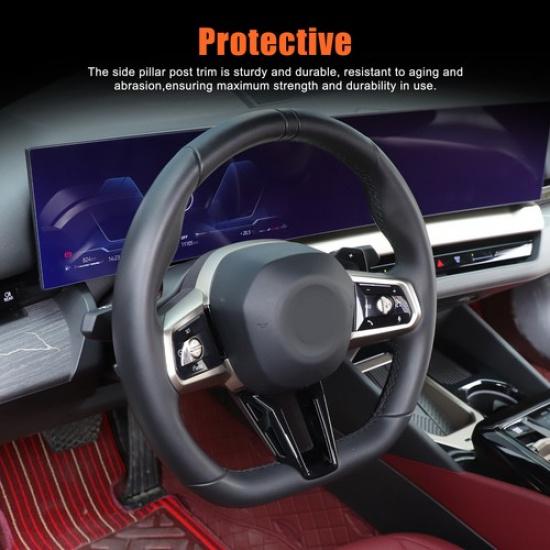 Glossy Black Steering Wheel U-Shape Frame Trim Cover For BMW 5 Series G60 2025+