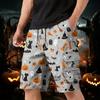 Mens Halloween Multi Pocket Drawstring Cargo Shorts with Pumpkin and Print for Casual Holiday Wear