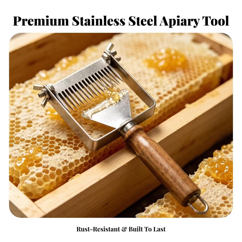 Honey Uncapping Fork with Plate Heavy-Duty for Apiary, Beekeepers
