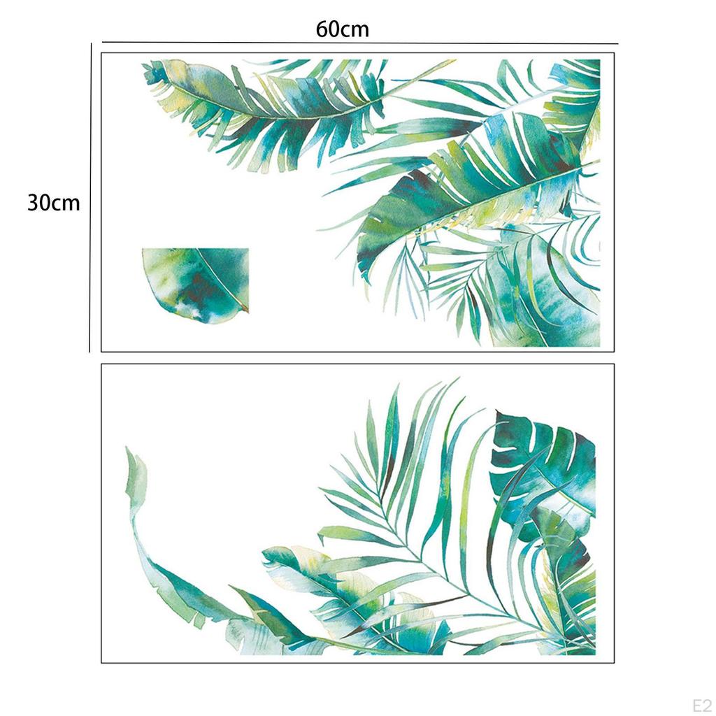 2 Stück Grüne Blätter Wandaufkleber Pflanzen Abziehbilder Zuhause Wasserdicht Abnehmbare PVC Tapeten