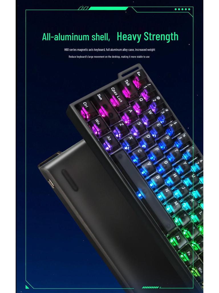 Customizable 61-Key Wired Gaming Mechanical Keyboard with Magnetic Switch and Aluminum Gasket Mount