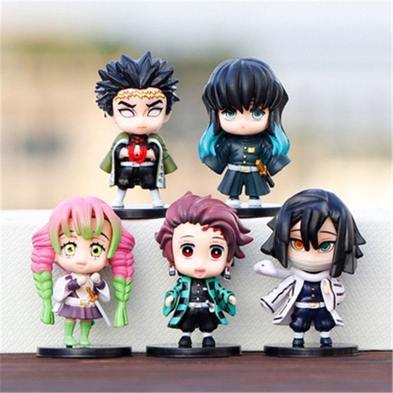 Demon Slayer Chibi-style Sitting Tanjiro And Zenitsu Agatsuma Toy Figurine/car Toy