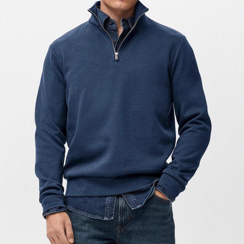 Men's Half Zip Sports Sweatshirt Stand Collar Long Sleeve Casual Pullover Top