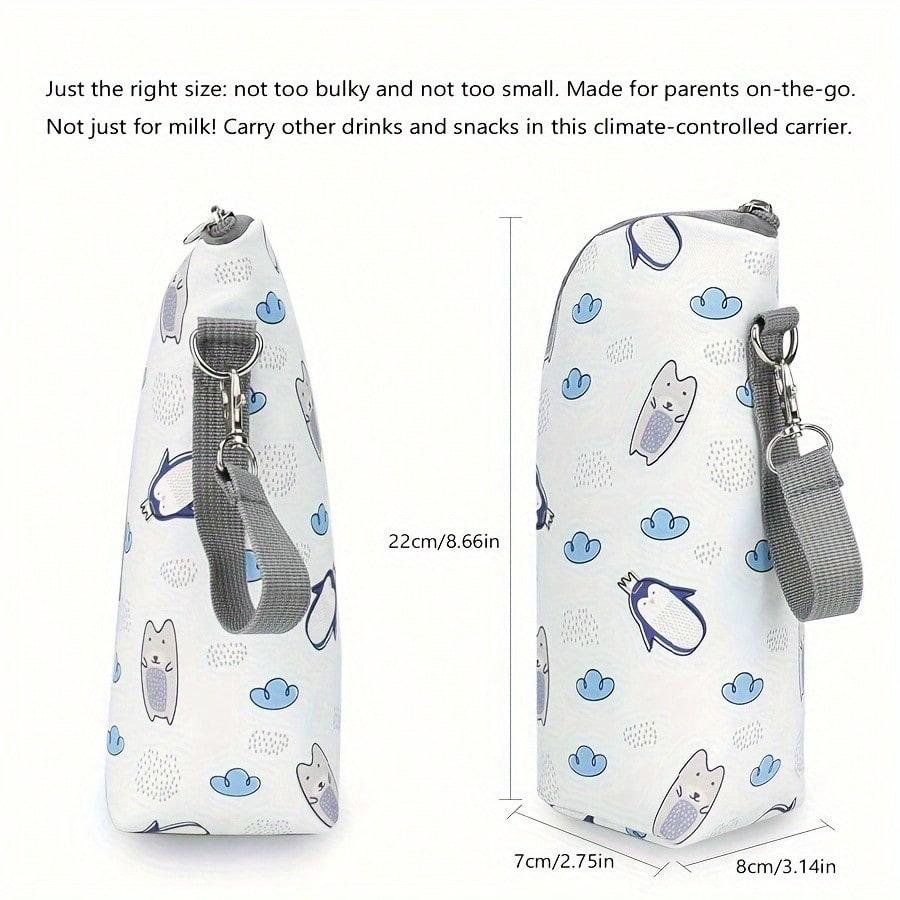 Tragbare Flaschentasche mit Aluminiumform zur Isolierung, ein Zubehör für die Wickeltasche, um Flaschen unterwegs warm zu halten, mit zufälligem Druckdesign