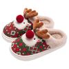 Winter New Christmas Cotton Slippers for Woman Cute Cartoon Deer Anti-slip Girls Indoor Home Floor Shoes Fashion Party Slides