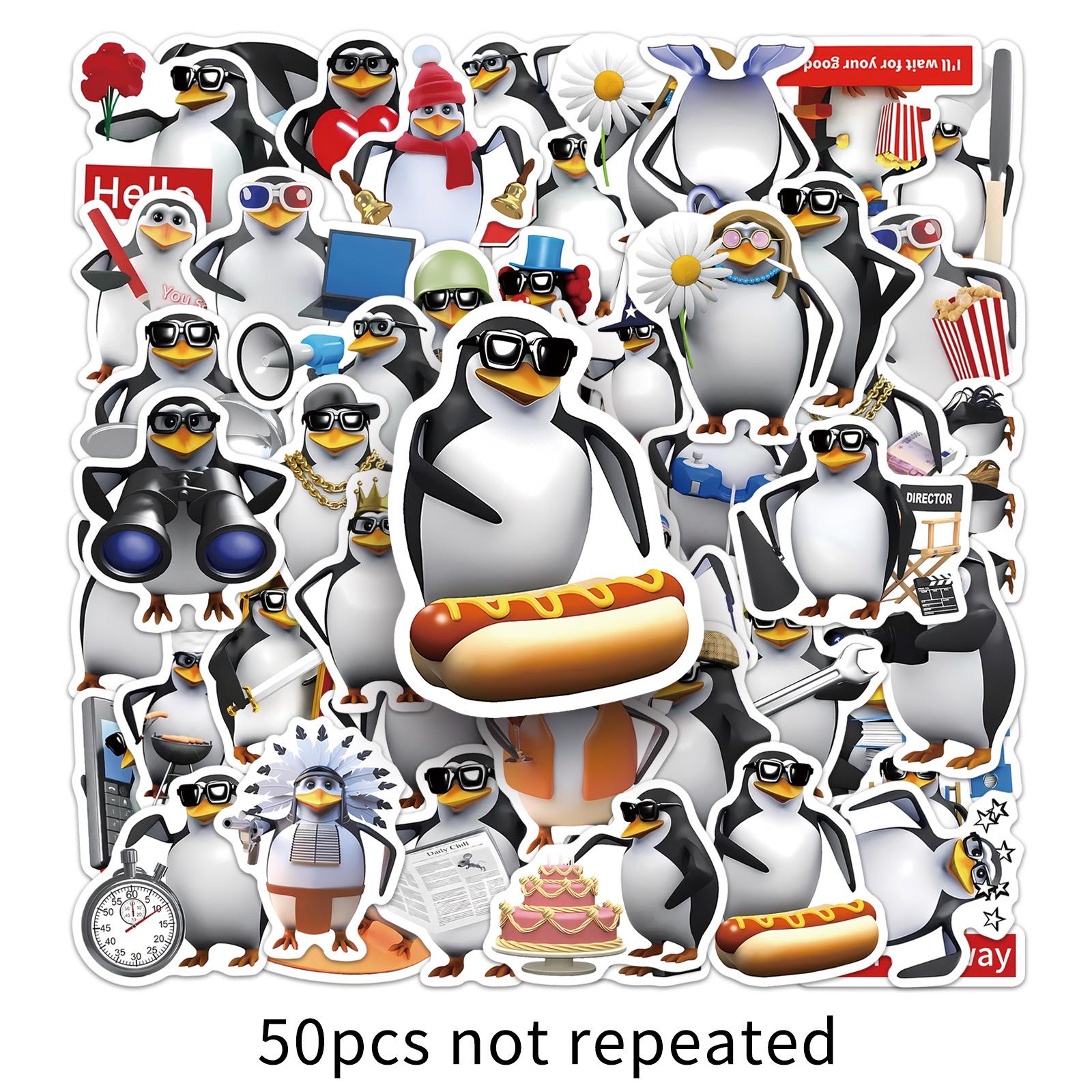 

50 William Tell Penguin Emoji Decorative Stickers - Fun, Creative Toy for Water Bottles