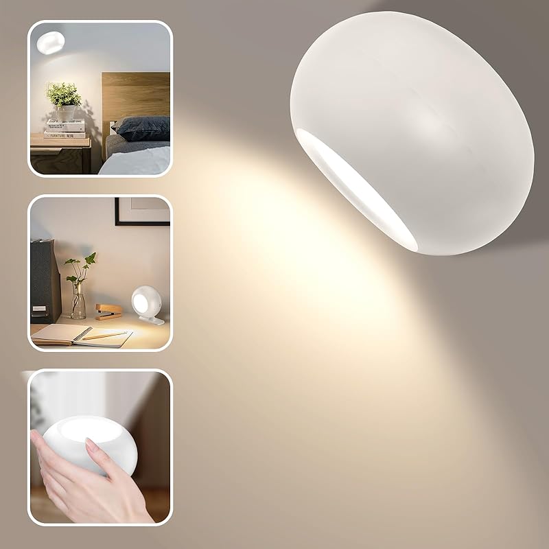 LED Magnetic Wall Light Stepless Dimming Wall-Mounted Lamp, 3-Tone, 360° Rotation, Quick Install, Strong Adhesive, Cordless, Rechargeable, Touch