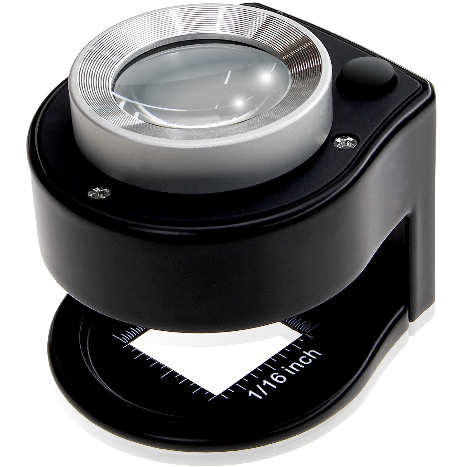 

PhoenixLoupe LED Stripe Magnifier, Linen Tester, Stand Magnifier [30x Magnification] for Measuring Fabric Threads Two Measuring Points (0.5mm and