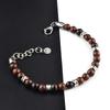 New 6MM Men's Stone Beaded Bracelet Stainless Steel Gunmetal Link Chain Yoga Bracelet Male Watch Chain Jewelry Dropshipping