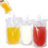 REENEW 150-Piece Set of Clear Spout Pouches, 30ml-500ml, for Drinks, Juice, and Condiment, with Lids, Freestanding, Takeout, High-Temperature Resistan