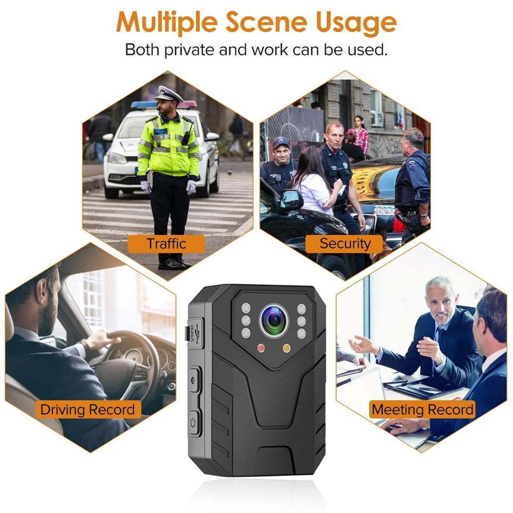 1080P HD Mini Camera 2-inch Police Body-Worn Camera Night Vision Function Suitable for Law Enforcement Recording, Outdoor Sports