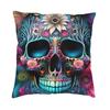 Day Of The Dead Sugar Skull Square Pillowcover Decoration Cushion Cover Throw Pillow for Sofa Doublesided Printing