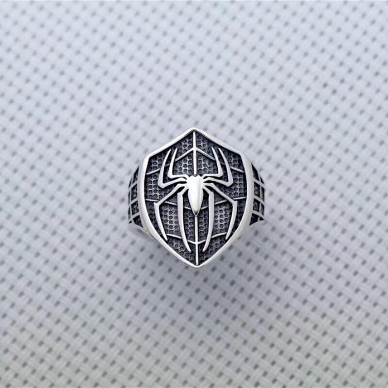 Adjustable Spider-Themed Mens Ring Copper Plated Punk Style Open Band Retro Fashion Accessory