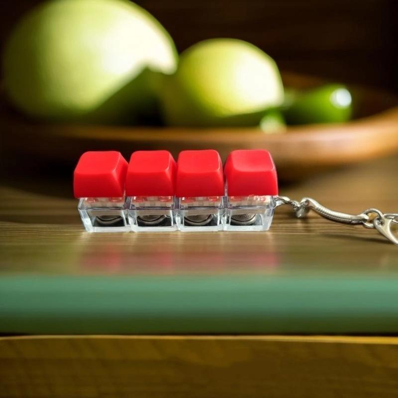 1 Stück 4 Tasten Finger Tastenkappen DIY Tastatur Klicker Spielzeug Knopf Tastenkappe Schlüsselanhänger für Erwachsene Stressabbau Spielzeug