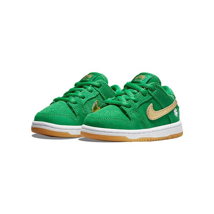 Nike Dunk Low SB TD St. Patricks Günü Bebek Spor Ayakkabıları Yeşil Şanslı Yeşil Metalik Altın DN3673-303