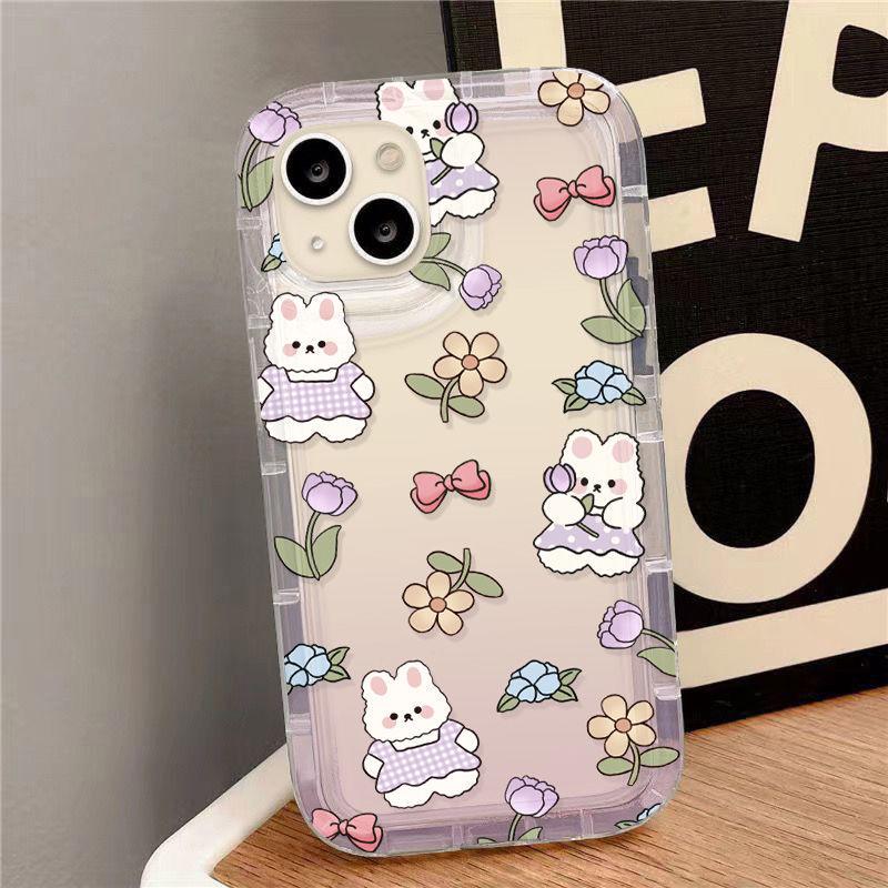 Flower Bunny for iPhone17promax Mobile Phone Case 16 Apple 12 All-inclusive 14/13 Small Fresh 15