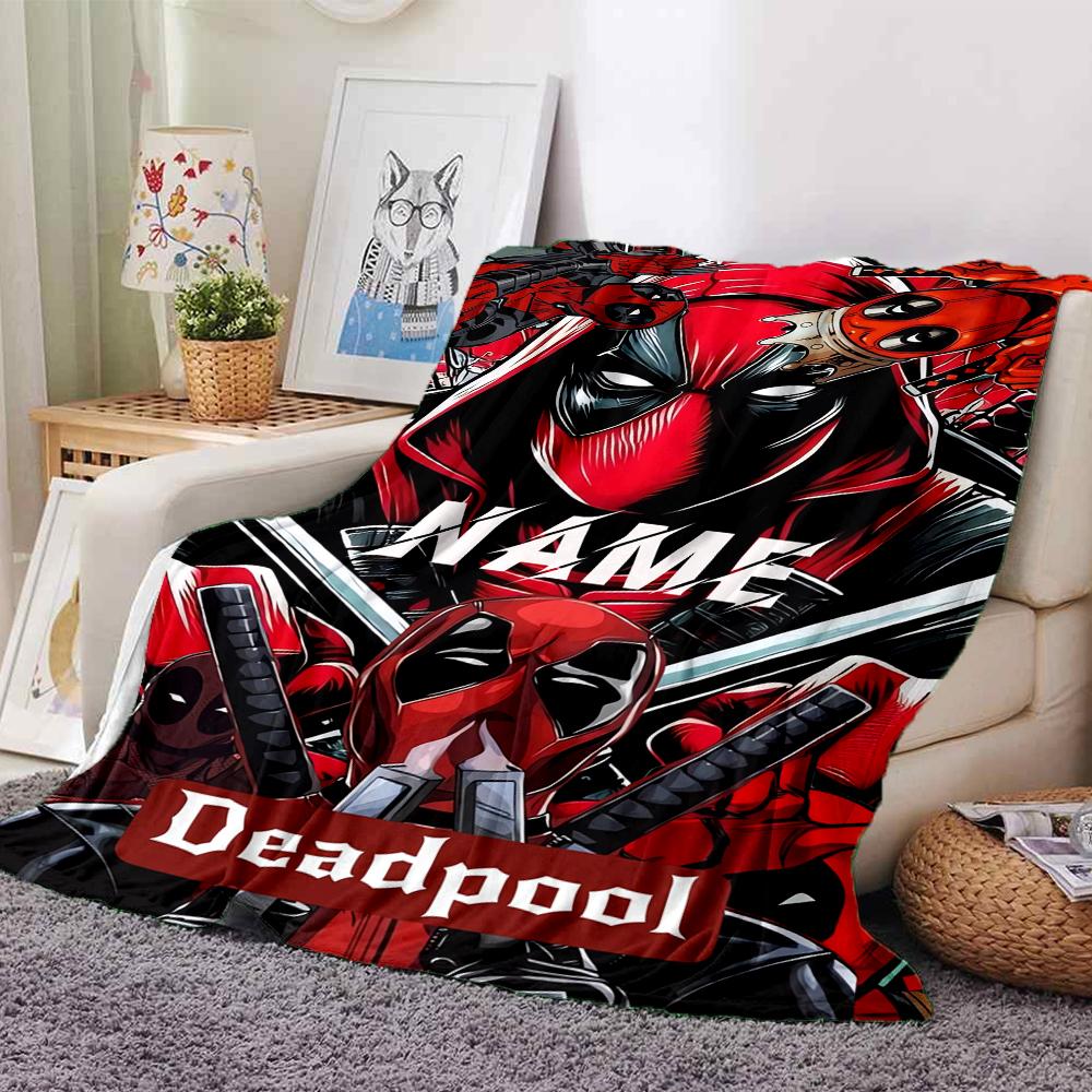 Custom Name Deadpool Movie Poster blanket for Couch & Bed, Plush Cozy Fuzzy Blanket Super Soft & Warm Blankets for Fall and Winter. 090819