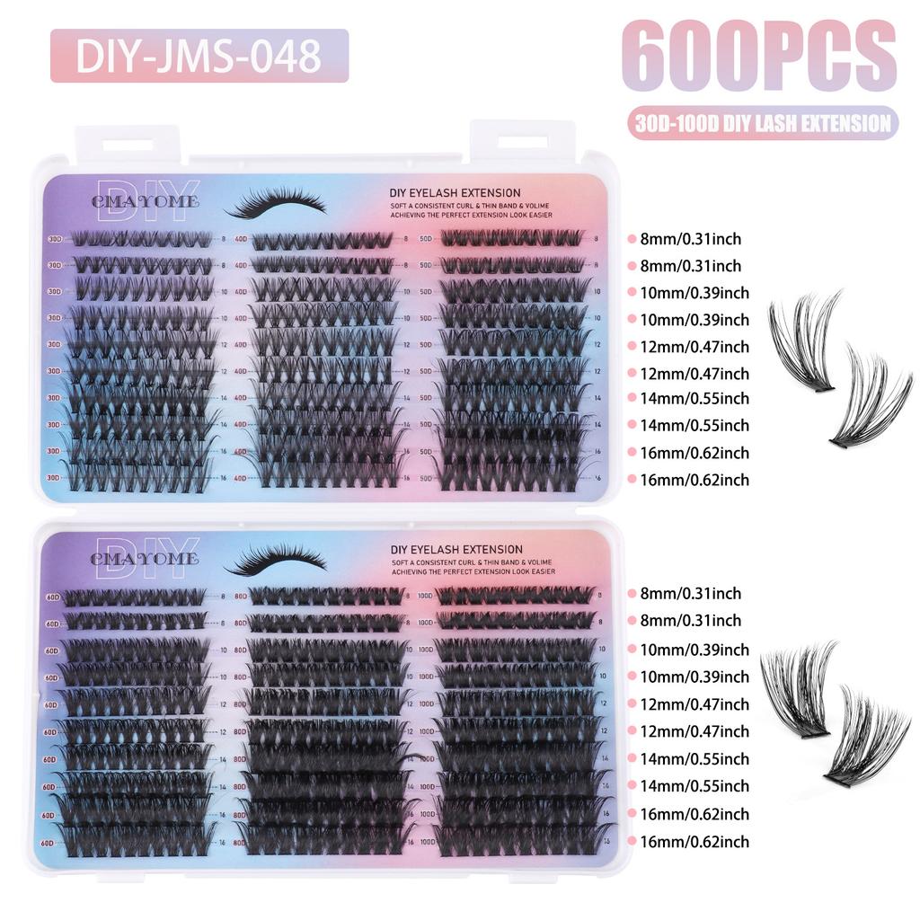 600 Clusters Of False Dense D Song Single Cluster False Eyelash Set 8-16Mmdiy Segmented Eyelashes