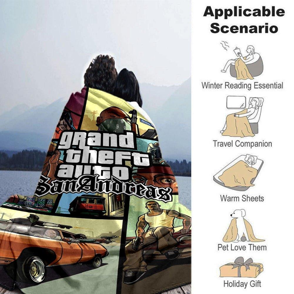 1pc Grand Theft Auto Soft Flannel Blanket with Designer Print A cozy blanket for all seasons, perfect for the couch, bed, office