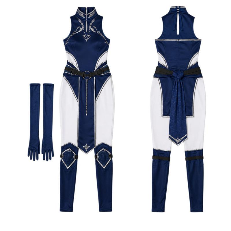 Mortal Kombat Gitana cosplay costume Kitana Halloween blue jumpsuit cosplay costume