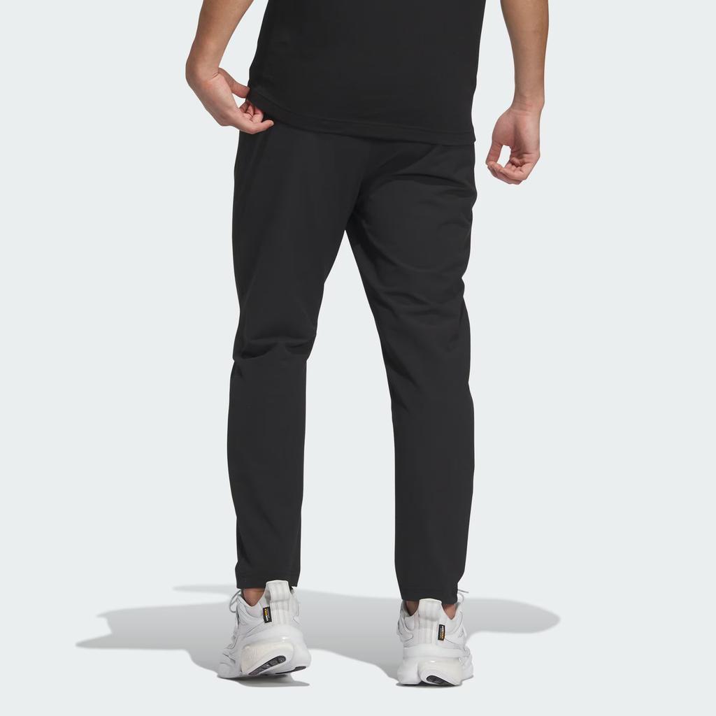 Adidas Business Casual Slim-Fit Pants Solid Color Logo Straight Leg Sports Trousers Men Pants Black IZ1588