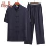 Men's Chinese Style Ice Silk Short-Sleeve Shirt & Pants Set