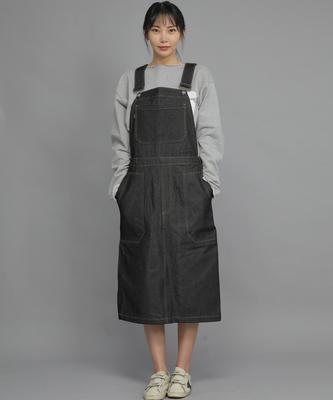 Seinteukeulu Wrinkle Band Overalls Skirt Swb-612 Denim Black
