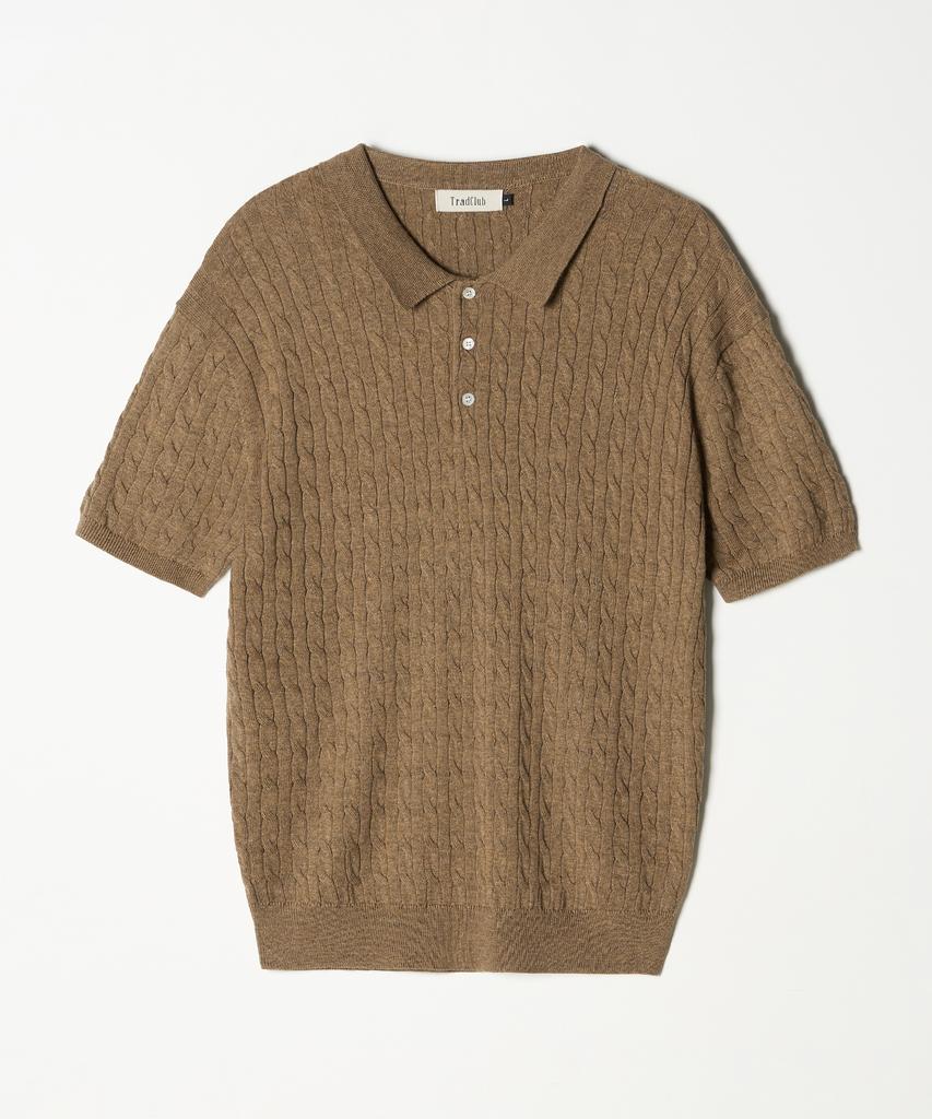 TRADCLUB Cable Collar Short Sleeve Knit 8 Colors (Type A)