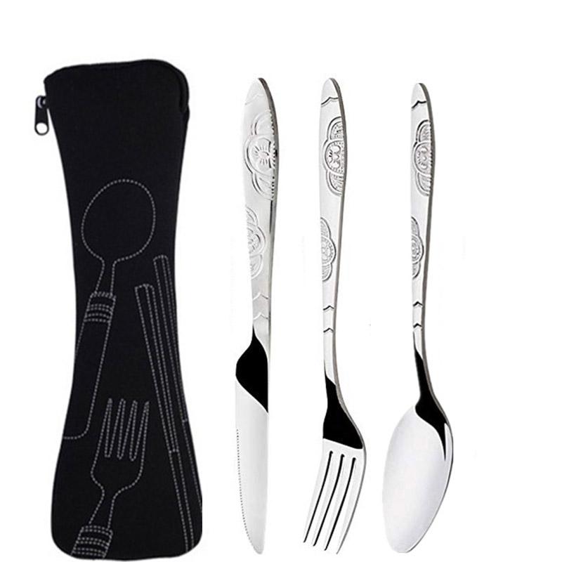 Edelstahl Bestecktasche Waschbar mit Reißverschluss Besteckset Etui Tragbare Tasche für Abendessen Haushaltswerkzeug Reisen Camping Löffel