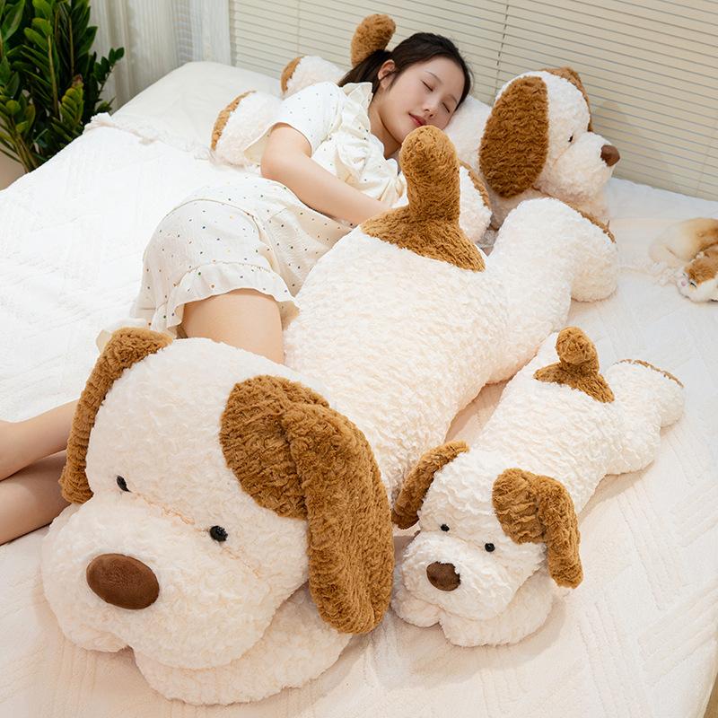 Large Dog Cute Puppy Plush Toy Bed Long Pillow Cushion Girl Birthday Gift Dog Throw Pillow
