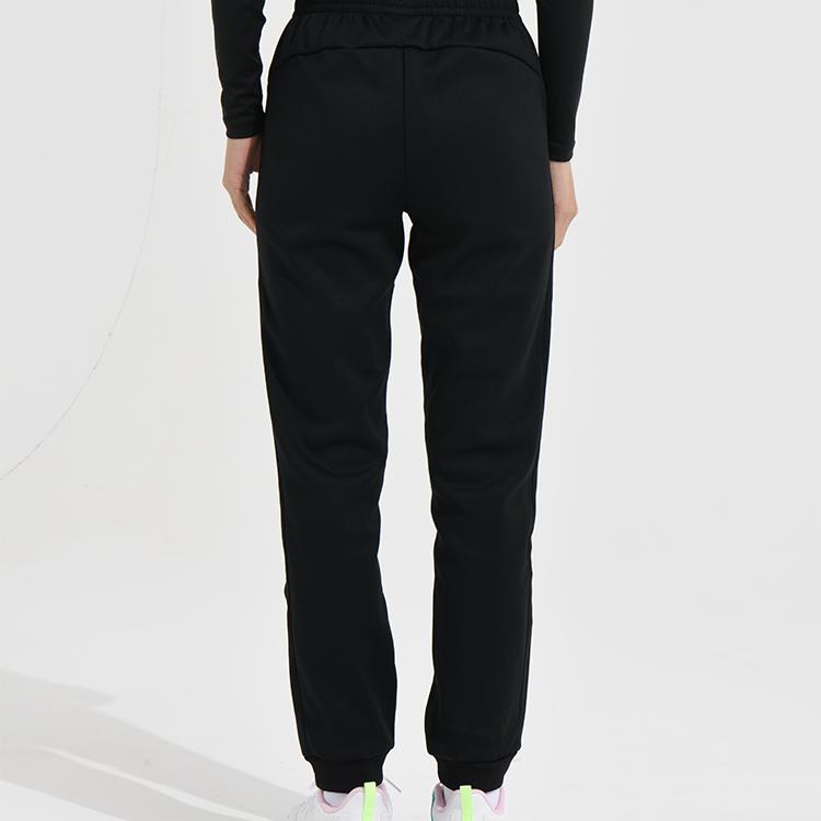 Li Ning Badminton Series Solid Color Logo Print Cuffed Fleece Casual Sports Pants Women bottoms Black AKLS986-2