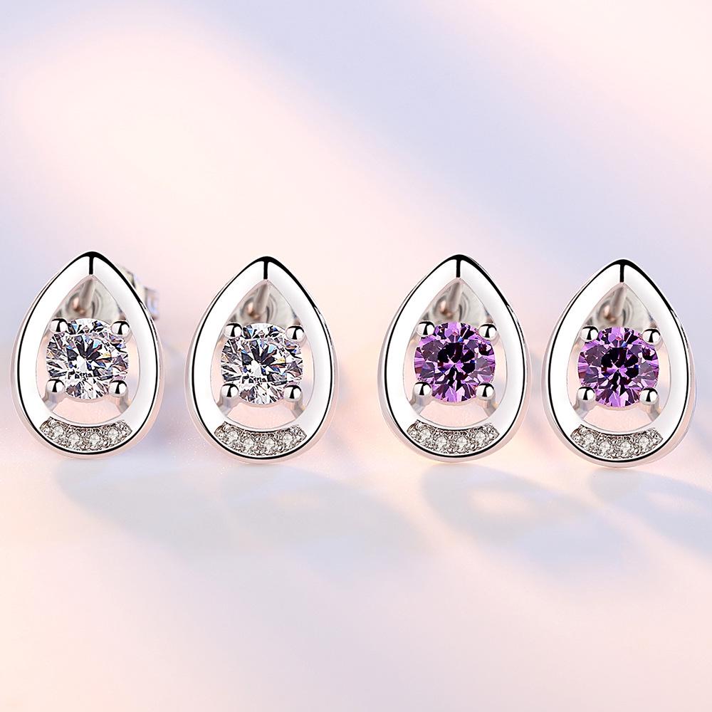 Minimalist Zircon Water Drop Stud Earrings - Silver-Plated Women's Jewelry