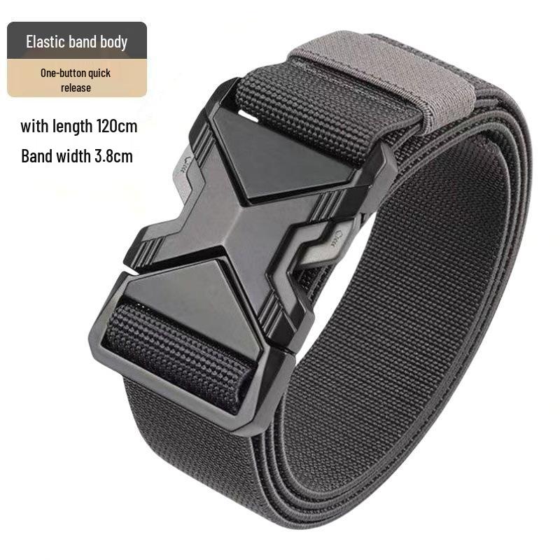 Men's Adjustable Leather Tactical Belt: Elastic, Versatile, Casual, Outdoor Training, Workwear
